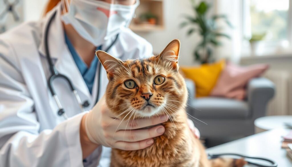 Tierärztliche Untersuchung zur Diagnose von Ringelflechte bei Katzen